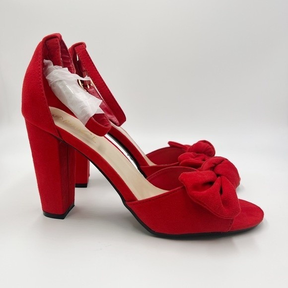 Rouge Helium Mania Faux Vegan Suede Leather Open Toe Dress Sandals Heels 10 - Picture 1 of 13
